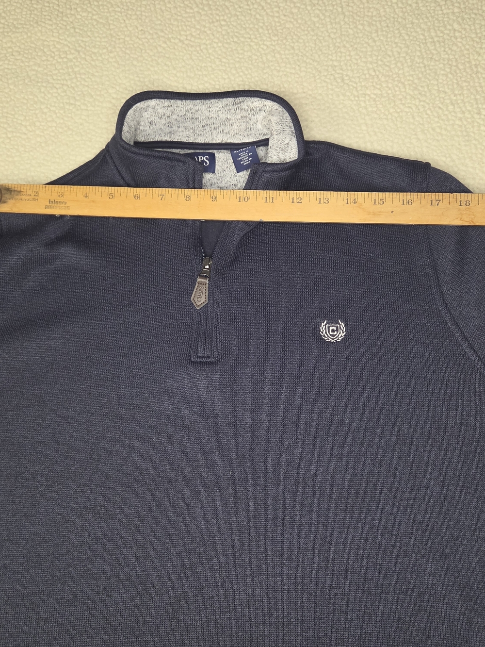Chaps Men's Navy Quarter-Zip Sweater with Contrast Collar Size XL - Picture 5 of 9